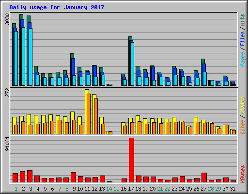 Daily usage for January 2017