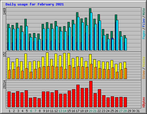 Daily usage for February 2021