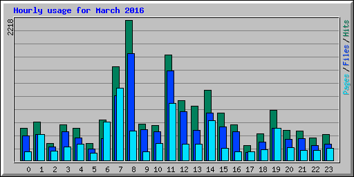 Hourly usage for March 2016