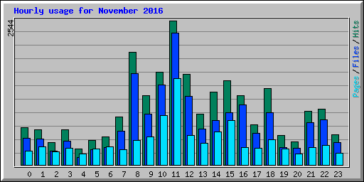 Hourly usage for November 2016