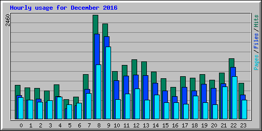 Hourly usage for December 2016