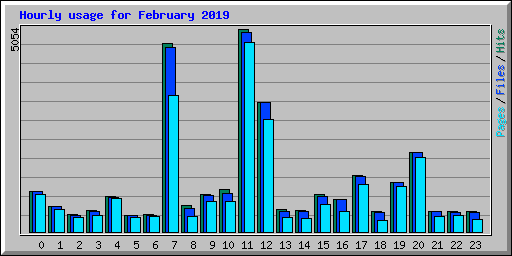 Hourly usage for February 2019